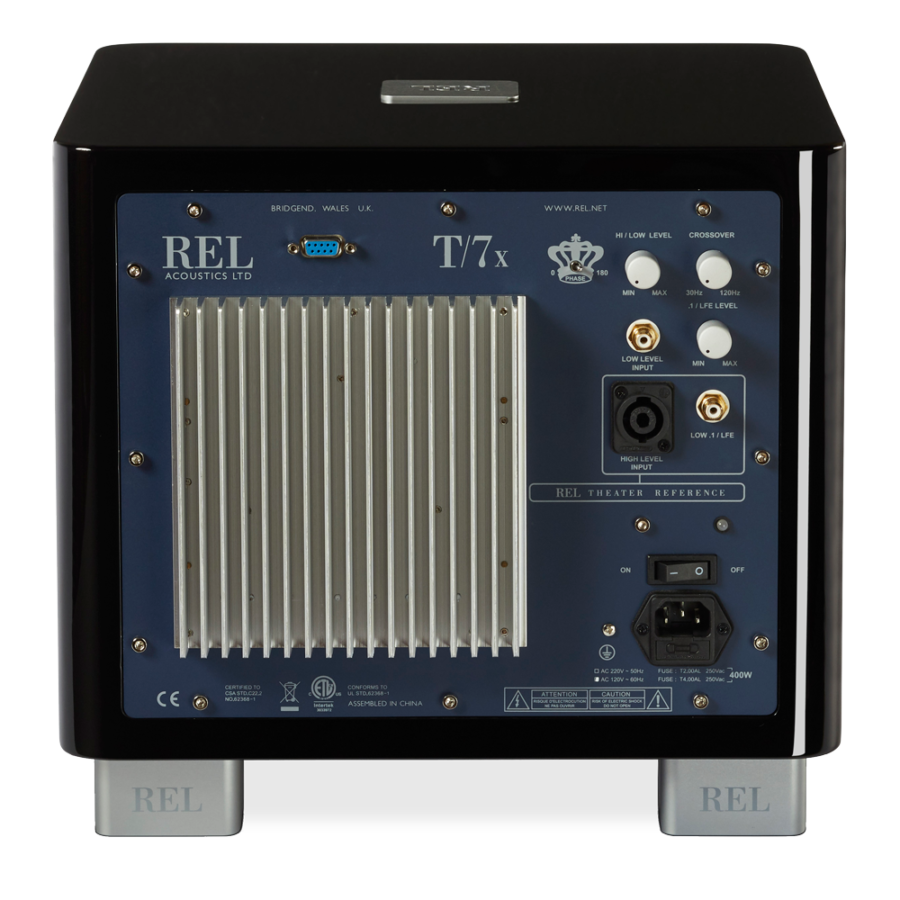 REL T/7x active subwoofer, piano black (200 mm).