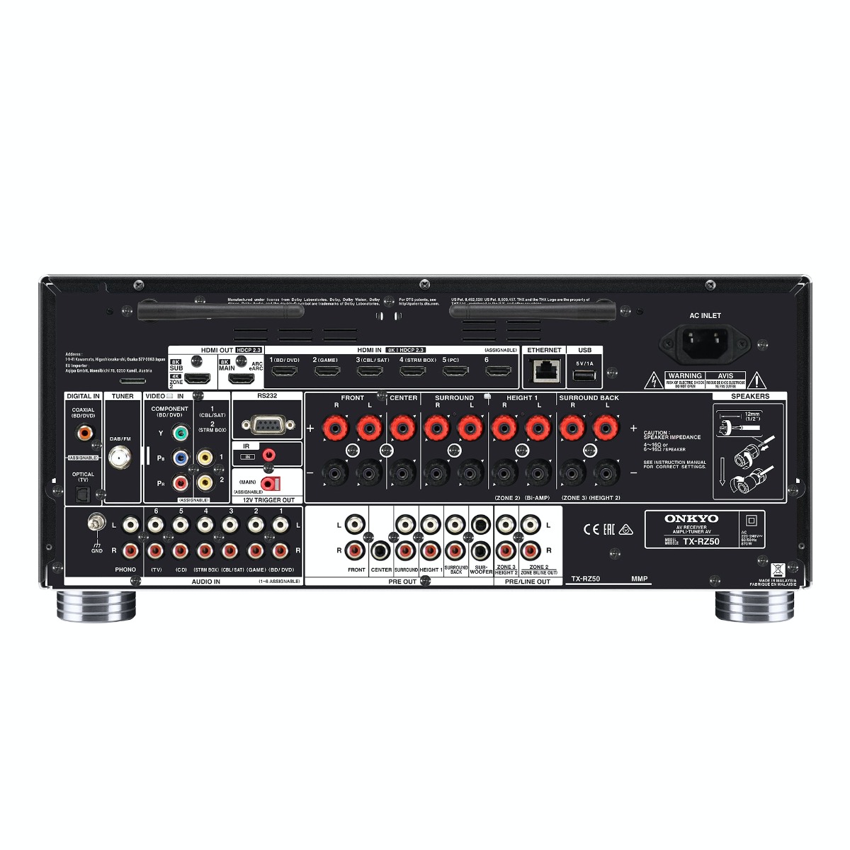Onkyo TX-RZ50 network AV receiver, 9.2 channel.
